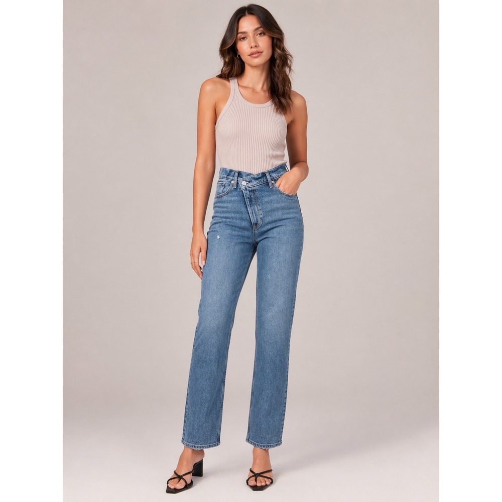 Abercrombie & Fitch The 90s Straight Ultra High Rise Criss Cross Jeans 28 6
